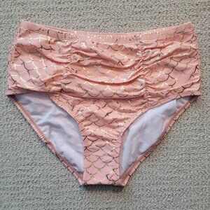 amazon peach rose gold mermaid high waisted ruched swim suit bottoms